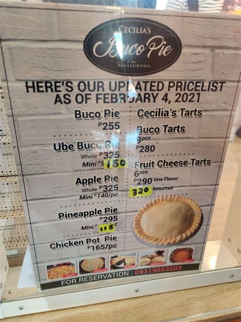 cecilia's tagaytay menu|Menu at Cecilia’s Buko Pie And Pasalubong, Tagaytay.